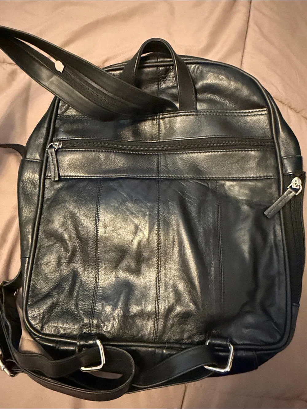 Black Leather Backpack Sling Bag